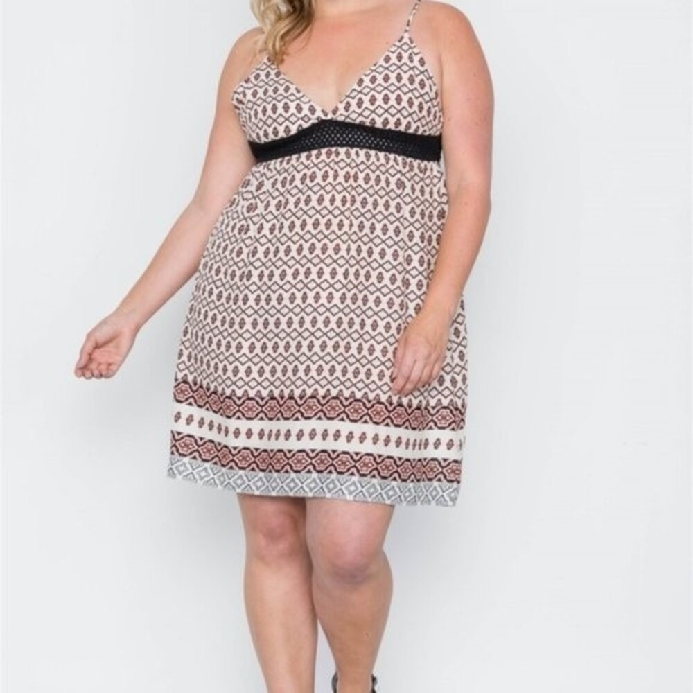 Ganji 3X Peach PAISLEY Print Cami SlipOn Midi Dress NWT